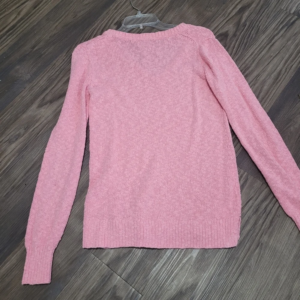 J. Crew Light Pink V-Neck Sweater XS Slub Knit Cotton Blend